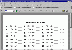 wysiwyg-Hauptfenster des Rechenblatt-Programms